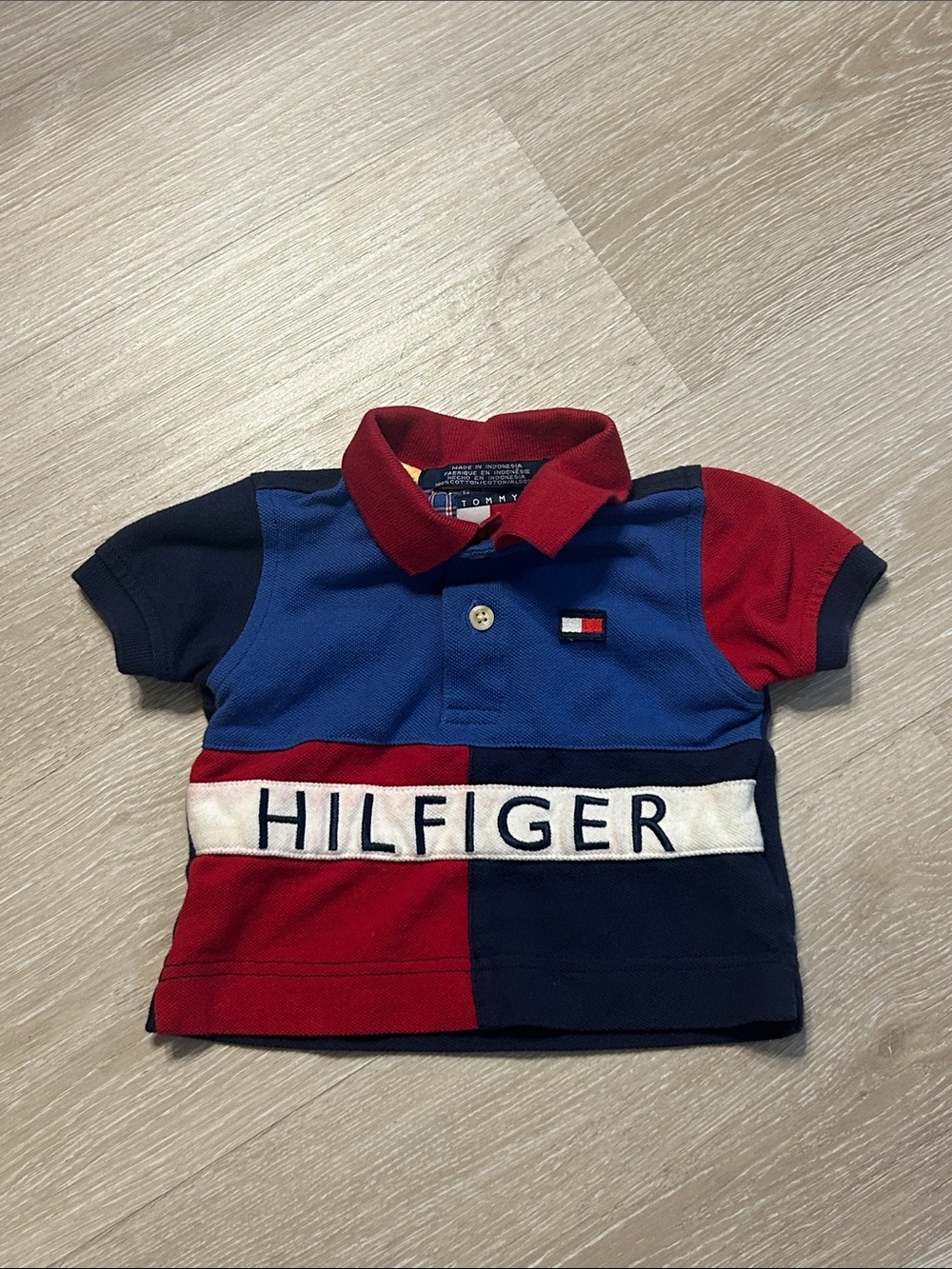 Tommy Hilfiger Baby Boys' Colorblock Logo Polo Shirt Sz 3/6 Months